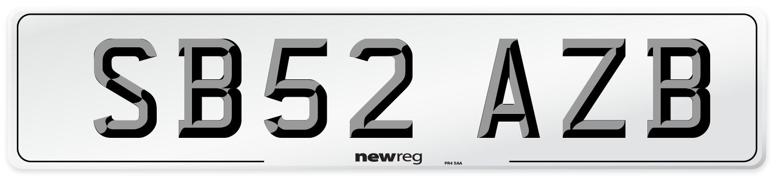 SB52 AZB Number Plate from New Reg